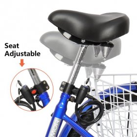 BaytoCare Adult Tricycle, Three Wheel Cruiser Bike, 24-inch Trike Wheels, Blue