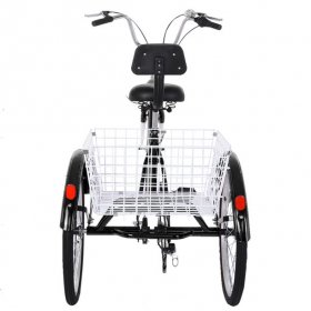 BEFOKA 24 inch Adult Tricycle 1/7 Speed 3-Wheel Bicycle Trike Cruiser For Shopping with Installation Tools Black