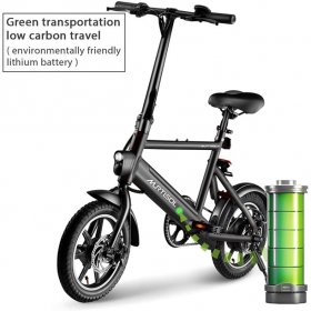 Murtisol 14"Electric Bicycles E-bike for Adult Aluminium Ebike Folding Bike 6AH Hidden Large Lithium Battery, 3 Digital Adjustable Speed, Foldable Handle Removable Battery Pedal Assist Power