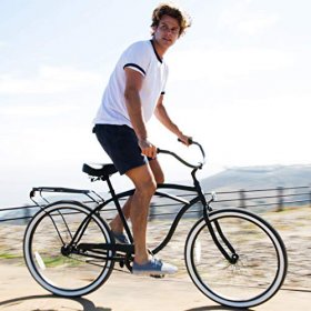 sixthreezero Around The Block Men's 7-Speed Beach Cruiser Bicycle, 26" Wheels, Matte Grey