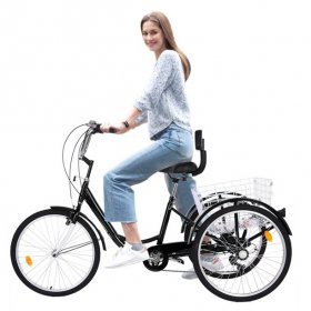 Adult Tricycle 1/7 Speed 3-Wheel For Shopping W/ Installation Tools