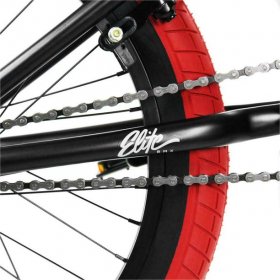 Elite 20" BMX Stealth Bicycle Freestyle Bike 1 Piece Crank Black Red NEW