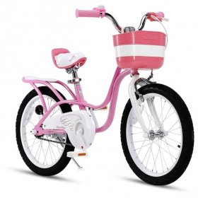 RoyalBaby Little Swan Pink 18 Inch Girl's Bicycle With Basket and Kickstand