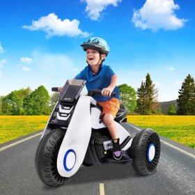 Children Electric Motorcycle, 3 Wheels Double Drive Toy, 6V Battery Powered Ride On Toy, Electric Mini Bike with Music Play Function and Pedal Switch for Kids Toddlers, Birthday Christmas Gift, B1888