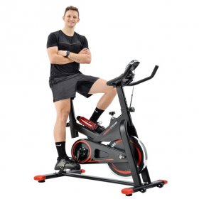 Indoor Exercise Bike, Stationary Cycling Bike, Silent Belt Drive Stationary Bike with LCD Monitor & Comfortable Seat Cushion, Home Bicycle Machine with 22lbs Heavy Flywheel, 265lbs Max Weight, B1604
