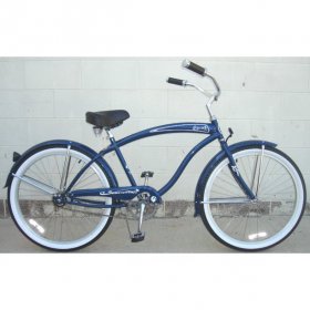 Micargi ROVER GX 26" Beach Cruiser Coaster Brake Single Speed Stainless Steel Spokes One Piece Crank Alloy Rims 36H With Fenders Color: Navy Blue/ Alloy Rim