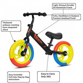 KUDOSALE 12" Kids Balance Bike Walking Balance Training for Toddlers Ages 2-6 Years Old, Carbon Steel Bicycle Outdoors Sports