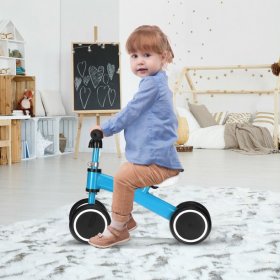 Novashion Baby Balance Bike for 1-3 Year Old Baby Bicycle with 4 Wheels No Pedal Design Adjustable Seat Height Training Walking Indoor Ourdoor Blue/Pink/Yellow/Red