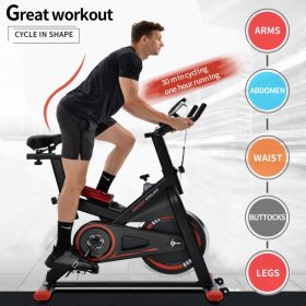 Indoor Exercise Bike, Stationary Cycling Bike, Silent Belt Drive Stationary Bike with LCD Monitor & Comfortable Seat Cushion, Home Bicycle Machine with 22lbs Heavy Flywheel, 265lbs Max Weight, B1604