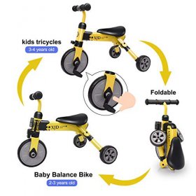 XJD 2 in 1 Kids Tricycles for 2 Years Old and Up Boys Girls Tricycle Kids Trike Toddler Tricycles for 2-4 Years Old Kids Toddler Bike Trike 3 Wheels Folding Tricycle Kids Walking Tricycle