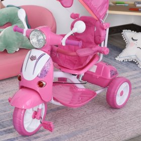Qaba Children Ride-On Moped Tricycle with an Interesting/Stylish Design & Interactive Music & Lighting Functions Pink