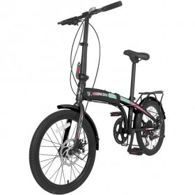 MOONCOOL Adult Folding Bike, 20-inch Wheels 7-Speed Foldable Compact Bicycle with Disc Brakes Shimano Rear Derailleur, Adjustable Handle & Seat Height for Adults, Women, Men, Teens