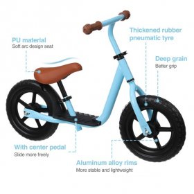 Generic Kids Balance Bike with Pedal Learn To Ride Pre Bike Sport Training Bicycle with 12'' Wheels and Freely Adjustable Handlebar & Seat, Gifts for Children