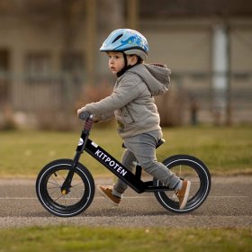KITPOTEN Balance Bike for Kids, Kid Bike for 4-9 Year Old Boy and Girl, Eco-Friendly Soft Widen Pneumatic Tire, Balancing Bike with Stainless Steel Iron Rim-White