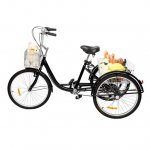 Zimtown Adult Tricycle 7 Speed, Black Trike Cruise Bike, with Large Cargo Basket, 24" Wheeled Bicycle for Shopping Exercise Pinic
