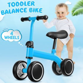 Hongyi Baby Balance Bikes Adjustable Bicycle Toddlers Walker,Riding Toys for 1-5 Year Old Children Boys Girls,No Pedal aby Walker with 4 Wheels Infant Toddler Bicycle,Best First Birthday Gift,Black,Blue,Red