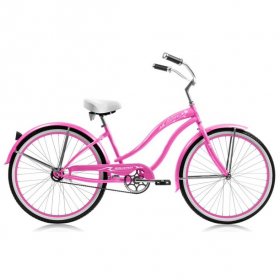 Micargi ROVER GX 26" Beach Cruiser Coaster Brake Single Speed Stainless Steel Spokes One Piece Crank Alloy Pink Rims 36H With Fenders Color: Pink/ Pink Rim