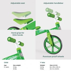 Yvolution Yvolution Y Velo Balance Bike Green for Kids Ages 3 to 5 Years Old