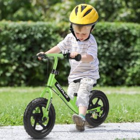 Costway Goplus 12'' Green Kids Balance Bike Children Boys & Girls with Brakes and Bell Exercise