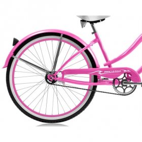 Micargi ROVER GX 26" Beach Cruiser Coaster Brake Single Speed Stainless Steel Spokes One Piece Crank Alloy Pink Rims 36H With Fenders Color: Pink/ Pink Rim
