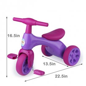 Hjcommed Cartoon Baby Balance Bike, Tricycle with Storage Box, Indoor Outdoor ,2-4 Age Purple