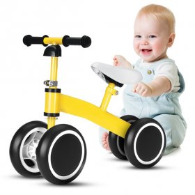 Hongyi Adjustable Balance Bike Baby 4 Wheels Toddler Sport Bike Adjustable Seat Height No Pedal for 1-3 Year Old Kids