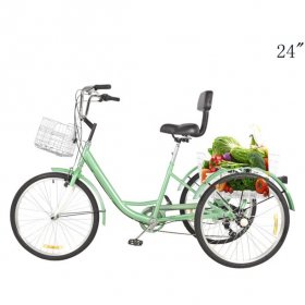 24" 8 Speed Adult Trike Tricycle with Shopping Basket
