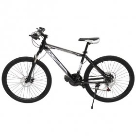 Campingsurvivals 24in Wheel Mountain Bike, Adult 21 Speed Steel Bicycle with Riding Bag, Black & White