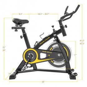 Indoor Exercise Bike, Stationary Cycling Bike, Silent Belt Drive Stationary Bike with LCD Monitor & Comfortable Seat Cushion, Home Bicycle Machine with 30lbs Heavy Flywheel, 330lbs Max Weight, B1870