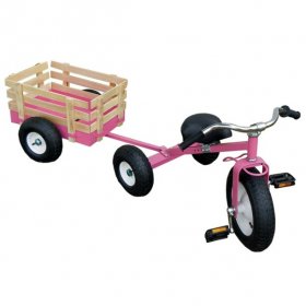 Valley Industries Classic All Terrain Kids Toy Tricycle with Pull Along Wagon Trike (Pink)