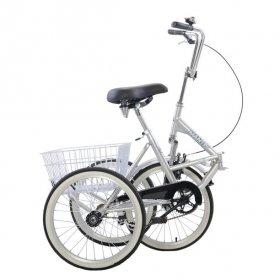 Mantis Tri-Rad 20 Inch Single Speed Adult Folding Tricycle, Silver