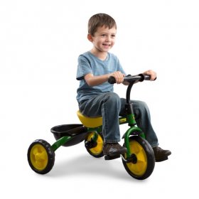 John Deere Steel Trike, 3-Wheel Kids Tricycle, Green + Yellow