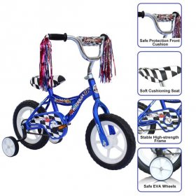 USToyOutlet 12" BMX Bicycle S-Type Frame EVA Tire No Brake Bike Kid's Bike - Blue