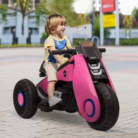 Children Electric Motorcycle, 3 Wheels Double Drive Toy, 6V Battery Powered Ride On Toy, Electric Mini Bike with Music Play Function and Pedal Switch for Kids Toddlers, Birthday Christmas Gift, B1930