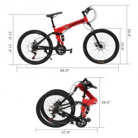 ankishi [Camping Survivals] 26-inch 21-speed folding mountain bike red