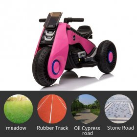 Kids Rechargeable Electric 3 Wheels Motorcycle, SYNGAR 6V Battery Powered Trike Motorcycle for 3-6 years old Kids, with LED Light, Music and Pedal, Unisex Ride on Motorcycle for Park, Lawn, Pink, D980