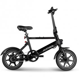 Murtisol 14"Electric Bicycles E-bike for Adult Aluminium Ebike Folding Bike 6AH Hidden Large Lithium Battery, 3 Digital Adjustable Speed, Foldable Handle Removable Battery Pedal Assist Power