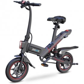 GYROOR C3 14" 450W Electric Bike, 3 Riding Modes Folding Commuter Bike Aluminum Bicycle E-Bike, Dual Disc Braking, Black