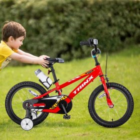 Freestyle 14/16 Kids Bike Boys and Girls Bike with Training wheels and Water Bottle,Red