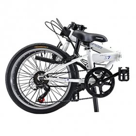 KESPOR S7 Folding Bike for Adults, Women, Men, Shimano 7 Speed Steel Easy Folding Bicycle 20-inch Wheels (White)