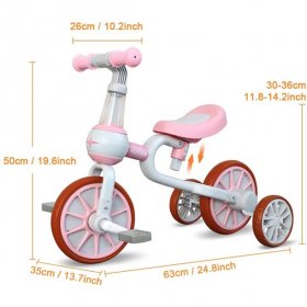 Ancaixin Store 3 in 1 Kids Tricycles for 1-4 Years Old Kids with Detachable Pedal and Training Wheels | Baby Balance Bike Riding Toys for 2 Year Old Boys Girls | Infant Toddler First Birthday New Year
