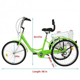 WMHOK Green Adult Tricycle for Shopping W/Installation Tools