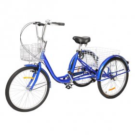 GoDecor 26" Wheel Adult Tricycles, with Shopping Basket, for Seniors, Women, Men, Blue