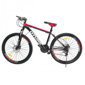 OTURE Mountain Bike 26-inch wheel, 21 speeds, High Carbon Steel Frame , for Mens and Womens black/red