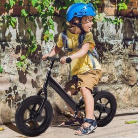 Walfront WALFRONT 12" Kids Balance Bike, Children Toddler Push Bike Bicycle Adjustable Handlebar and Seat Sports Balance Bike for Children Boys & Girls Age 3-6 (Black)