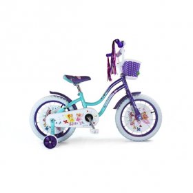 USToyOutlet 16" Cruiser Steel Frame Bicycle Coaster Brake One Piece Crank, White Full cover Chain cover, Purple Baskets, Fenders & Rims, White Tire, Frame Kid's Bike - Baby Blue/Purple