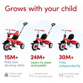 smarTrike Breeze 3 in 1 Baby Toddler Tricycle for 15 to 36 Months, Red (2 Pack)