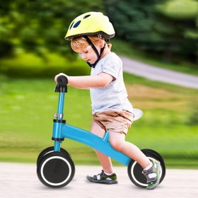 Novashion Baby Balance Bike for 1-3 Year Old Baby Bicycle with 4 Wheels No Pedal Design Adjustable Seat Height Training Walking Indoor Ourdoor Blue/Pink/Yellow/Red
