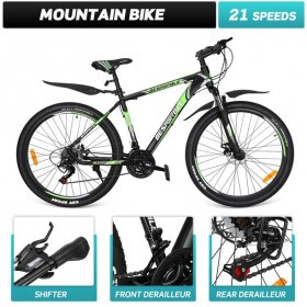 BESPORTBLE 27.5'' Wheel Mountain Bike 21 Speeds with Aluminum Frame Suspension Fork Bike with Derailleur System Mechanical Disc Brakes