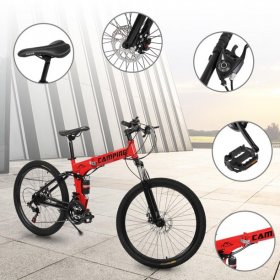 ankishi [Camping Survivals] 26-inch 21-speed folding mountain bike red